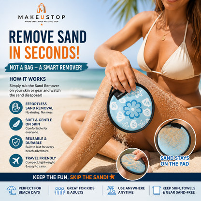MAKEUSTOP™ Premium Beach Sand Remover Pad – Reusable Sand Cleaning Pad for Skin, Feet, Towels, Beach Gear & Travel