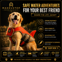 MAKEUSTOP™ Elite Shark Fin Dog Life Jacket | Premium Adjustable Floating Safety Vest for Swimming, Boating, Beach & Pool Adventures