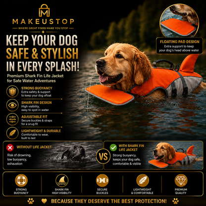 Keep Your Pup Safe and Stylish This Summer with Our Shark Fin Dog Life Jacket - Perfect for Pool, Surfing, and Drifting Adventures!