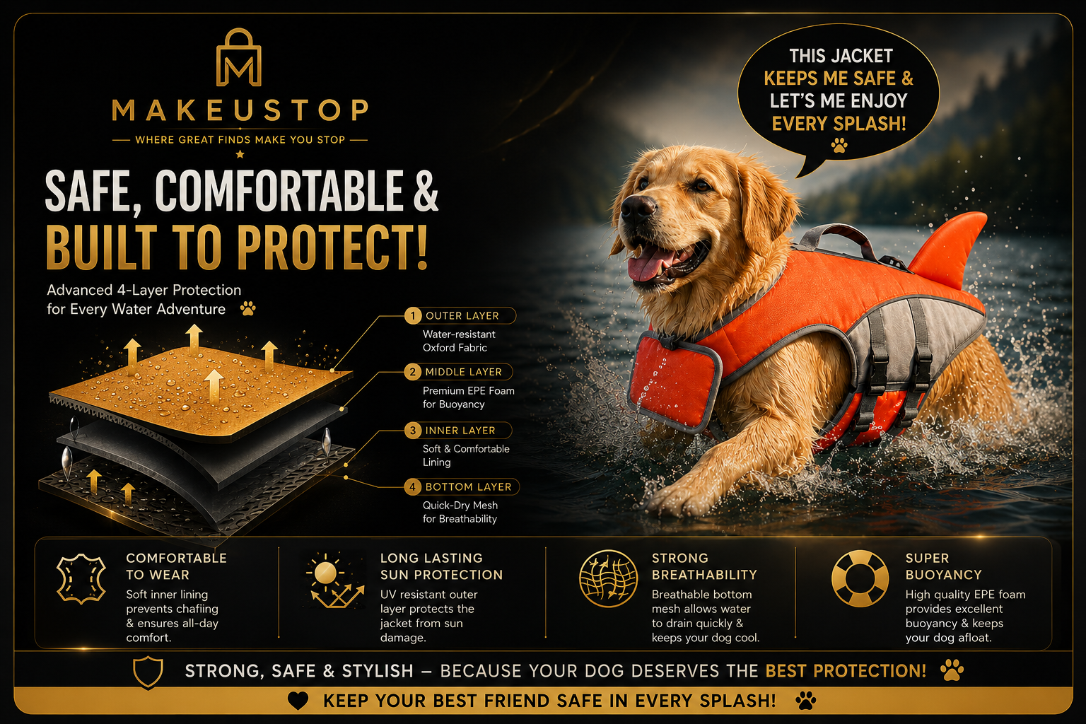 Keep Your Pup Safe and Stylish This Summer with Our Shark Fin Dog Life Jacket - Perfect for Pool, Surfing, and Drifting Adventures!
